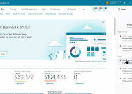 Dynamics 365 Business Central dashboard with AI and productivity features