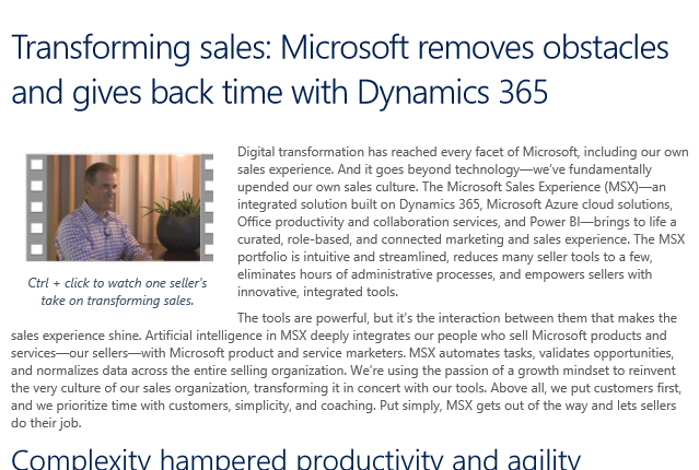 Transforming sales Microsoft removes obstacles and gives back time with Dynamics 365 - Whitepaper 1