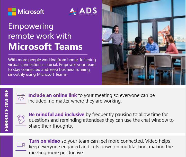 With more people working from home, fostering virtual connection is crucial. Empower your team to stay connected and keep business running smoothly using Microsoft Teams.