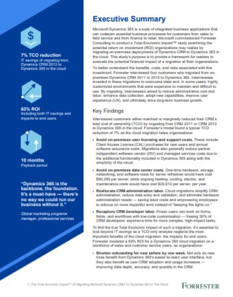 The Total Economic Impact™ Of Migrating Microsoft Dynamics CRM To Dynamics 365 In The Cloud - Ebook 2