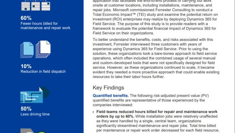 The Total Economic Impact™ Of Microsoft Dynamics 365 For Field Service - Ebook 2