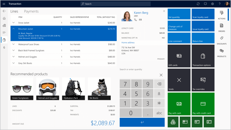 dynamics 365 commerce dashboard transaction and how you can recommend products to customers