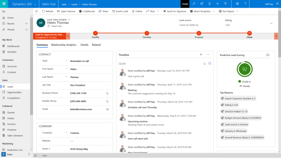 microsoft dynamics 365 sales dashboard to foster relationships and close more deals