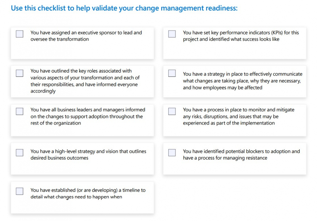 checklist change management readiness malaysia