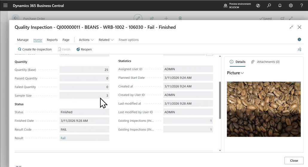Quality Management feature in Dynamics 365 Business Central