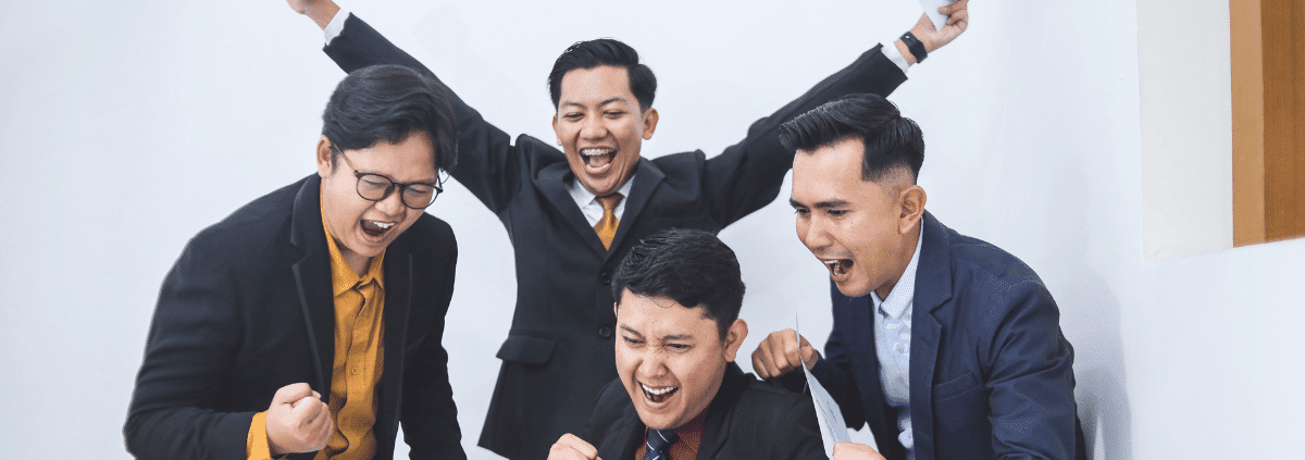 Employees excited during work in the office