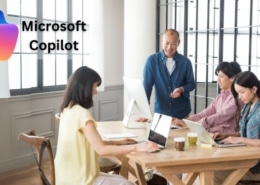 Office workers using Microsoft Copilot applications
