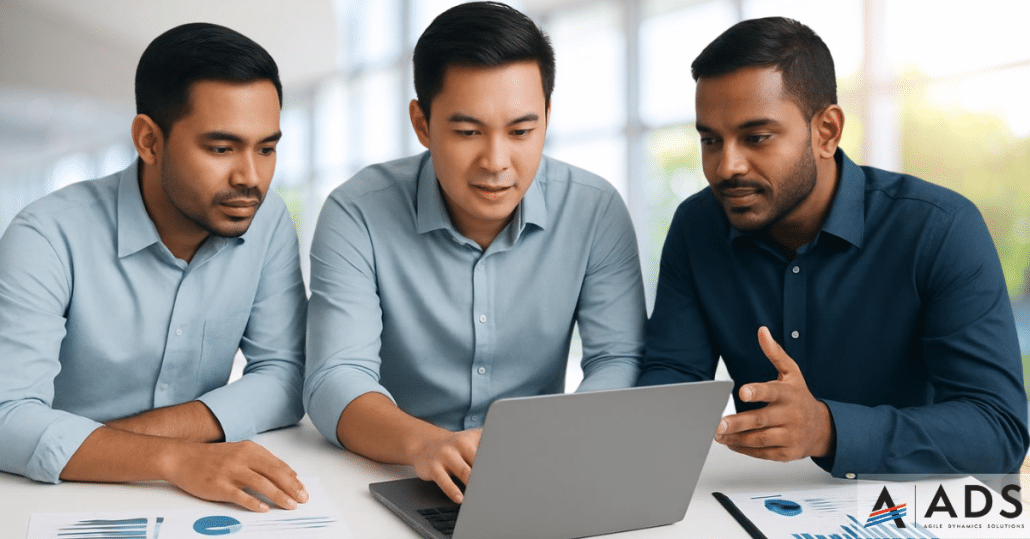 Business team using AI in ERP System with Microsoft Dynamics 365 Business Central